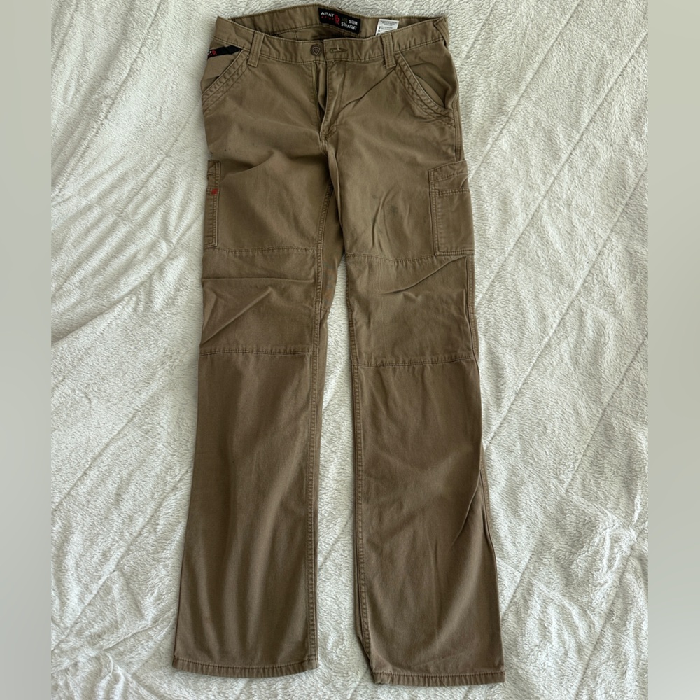 Ariat M5 FR Pants Mens 36/38 Tan Straight Flame Resistant Utility‎ Pant TALL